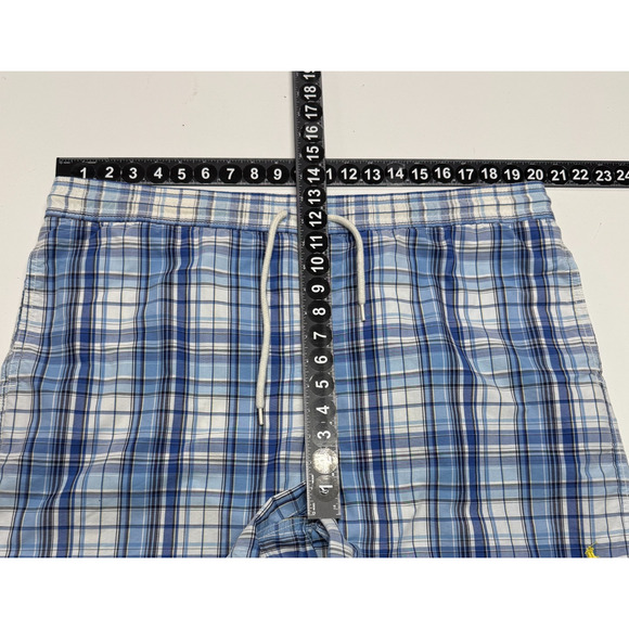 Polo Ralph Lauren Swim Trunks XL Blue White Plaid Mesh Lined Actual 40X5 Preppy - Picture 3 of 8